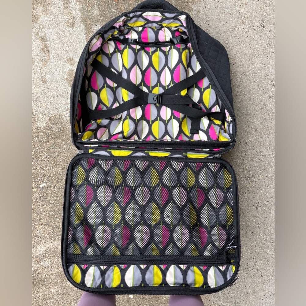 Vera Bradley Stylish Black Travel Bag with Colorful Interior